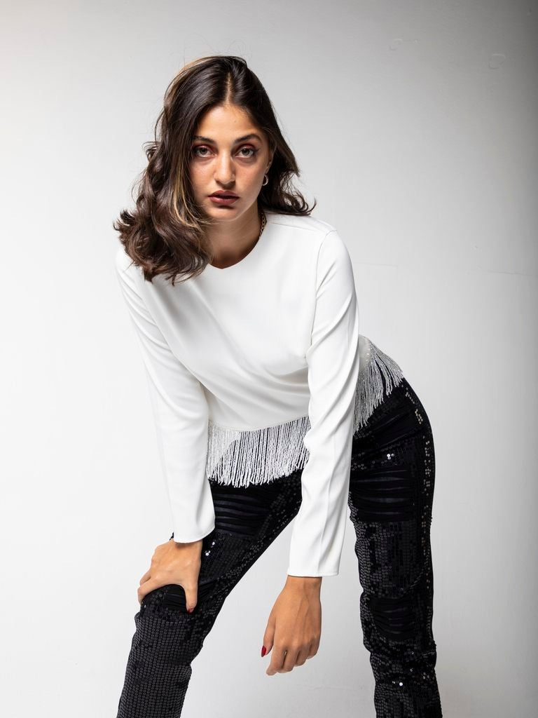 WHITE TOP WITH CRYSTAL