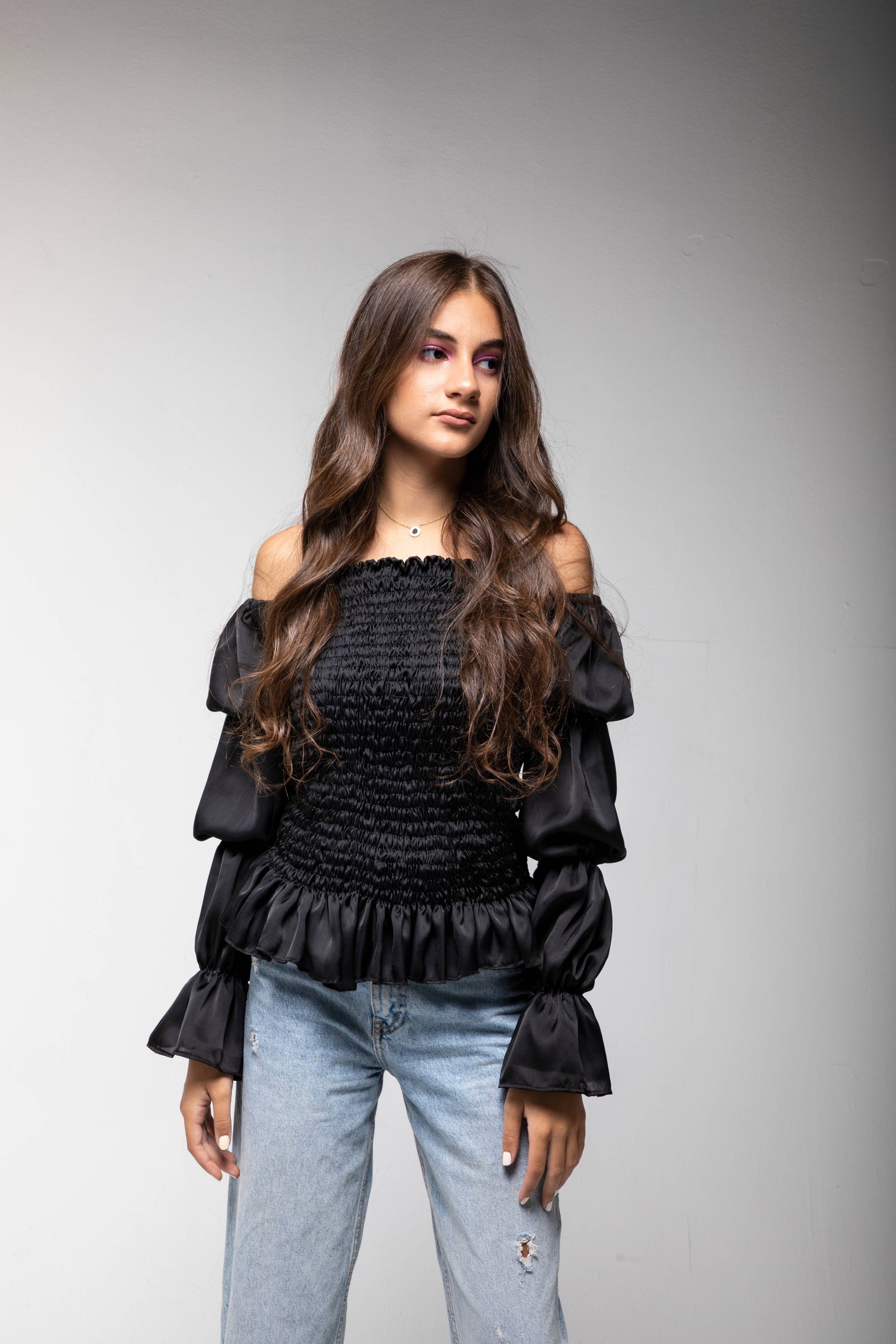 Black Cinched Waist Top