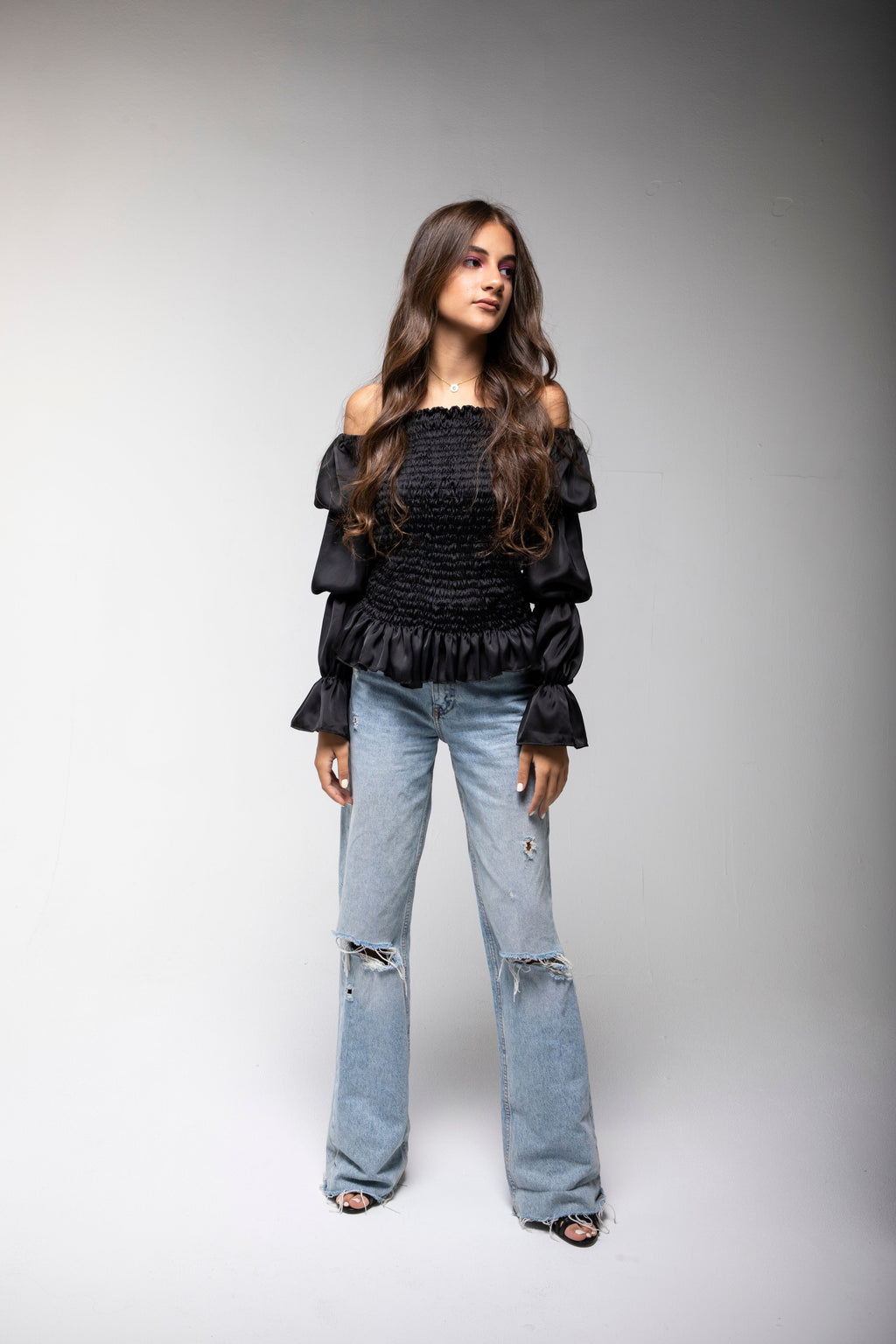 Black Cinched Waist Top