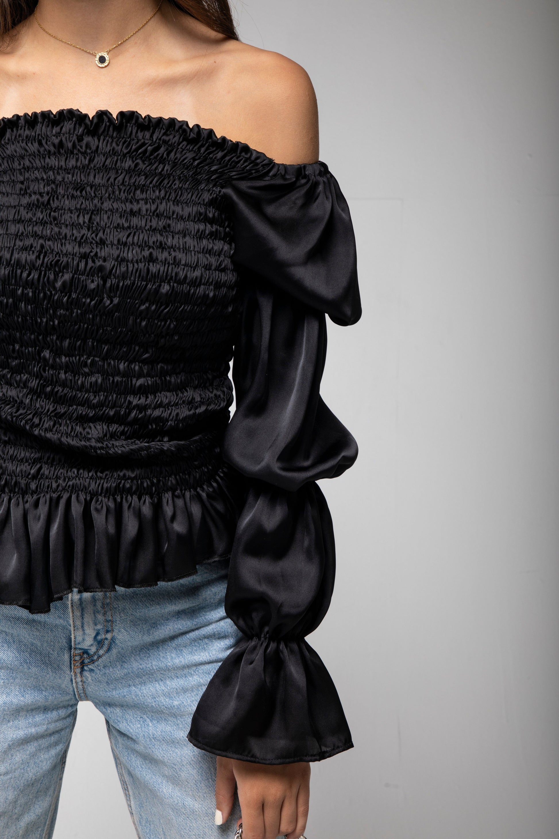 Black Cinched Waist Top