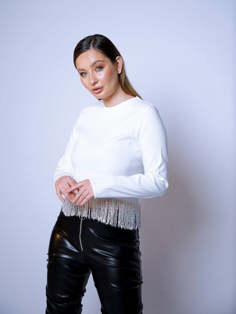 WHITE TOP WITH CRYSTAL